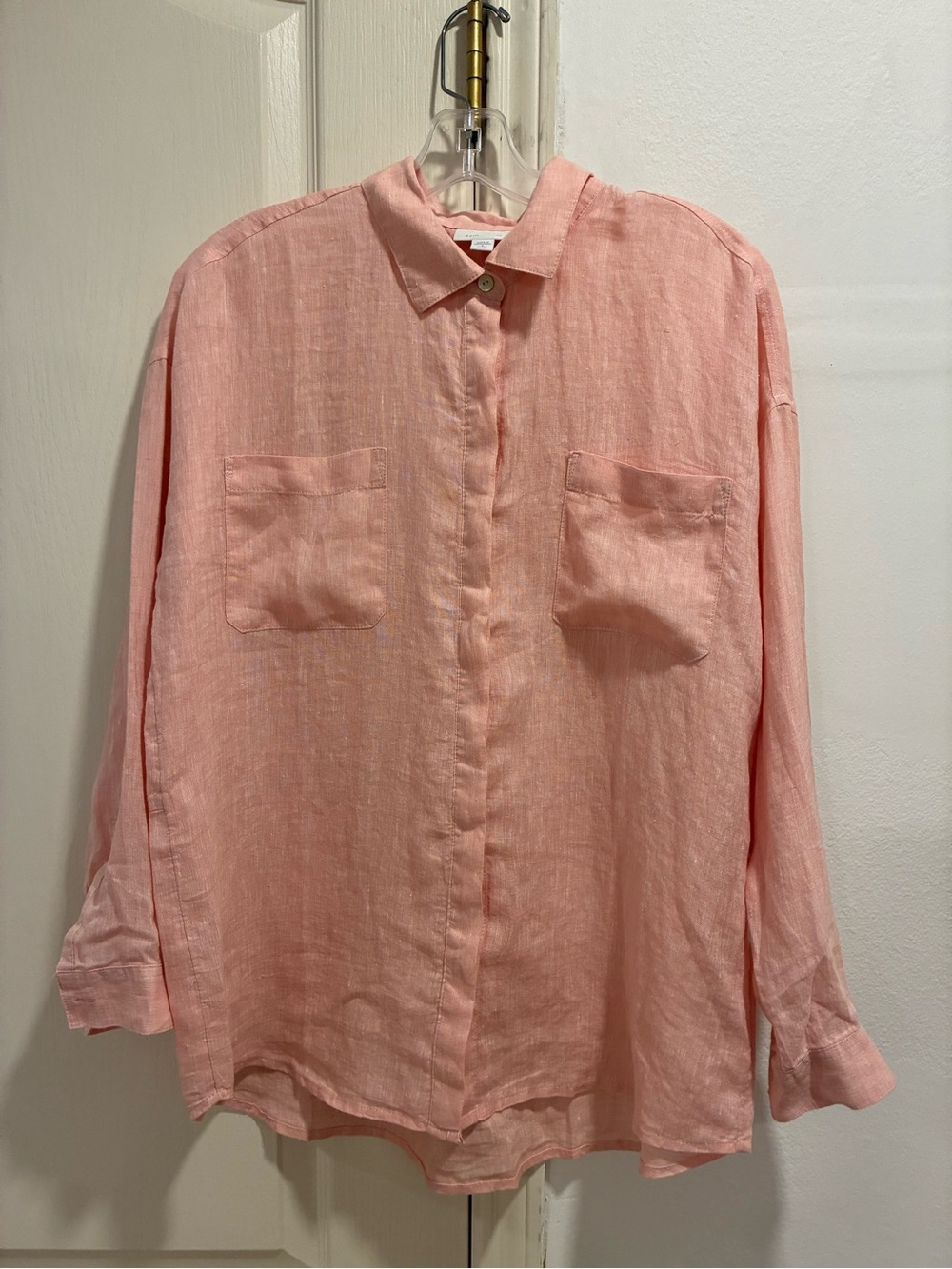 J. Jill Love Linen Petite Small Pink Linen Button Down Shirt
